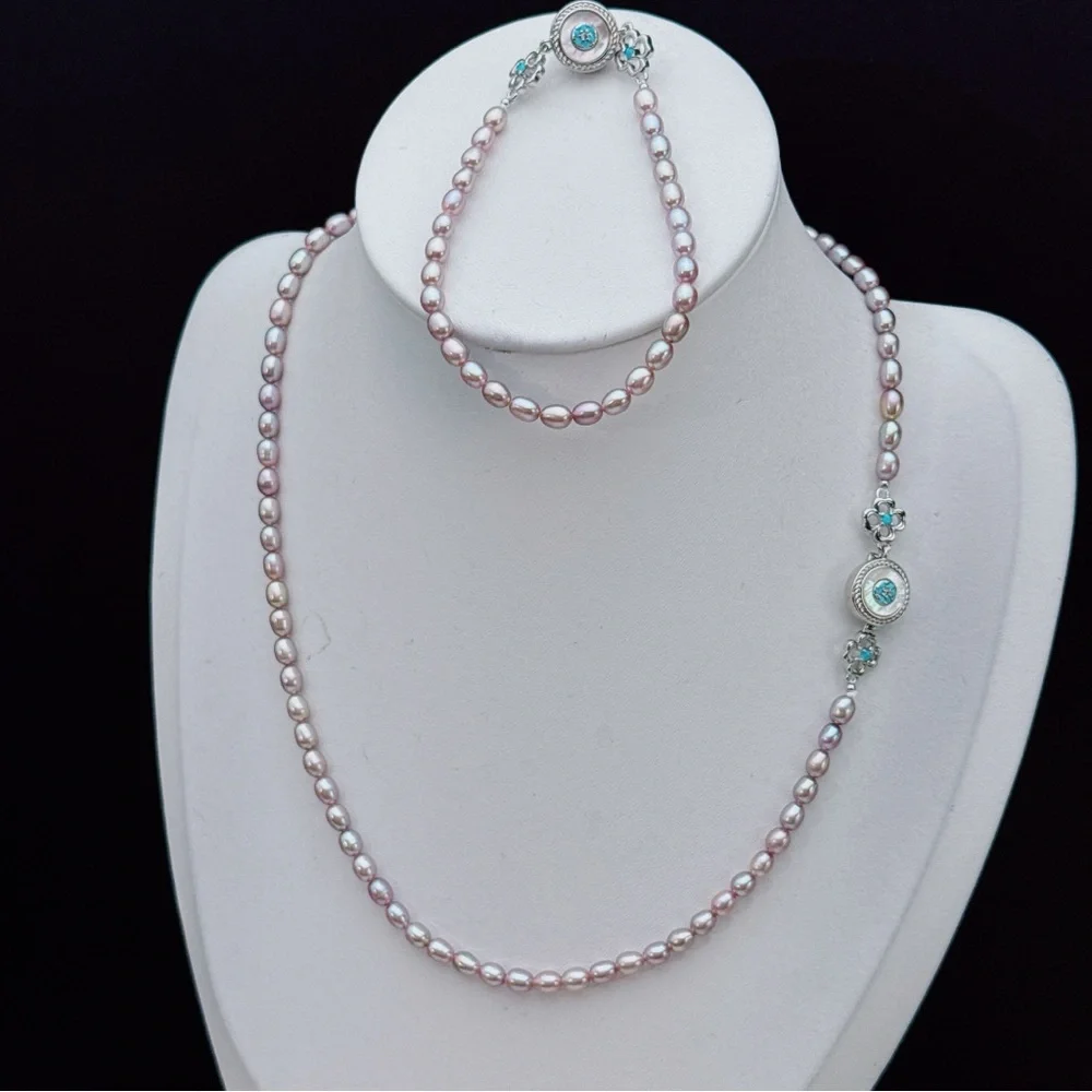 X782 Handmade High Quality Freshwater Baby Pearl Necklace Bracelet Set - Picture 7 of 8